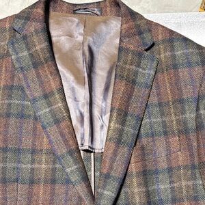 Men's Brown Plaid Blazer 100% wool
